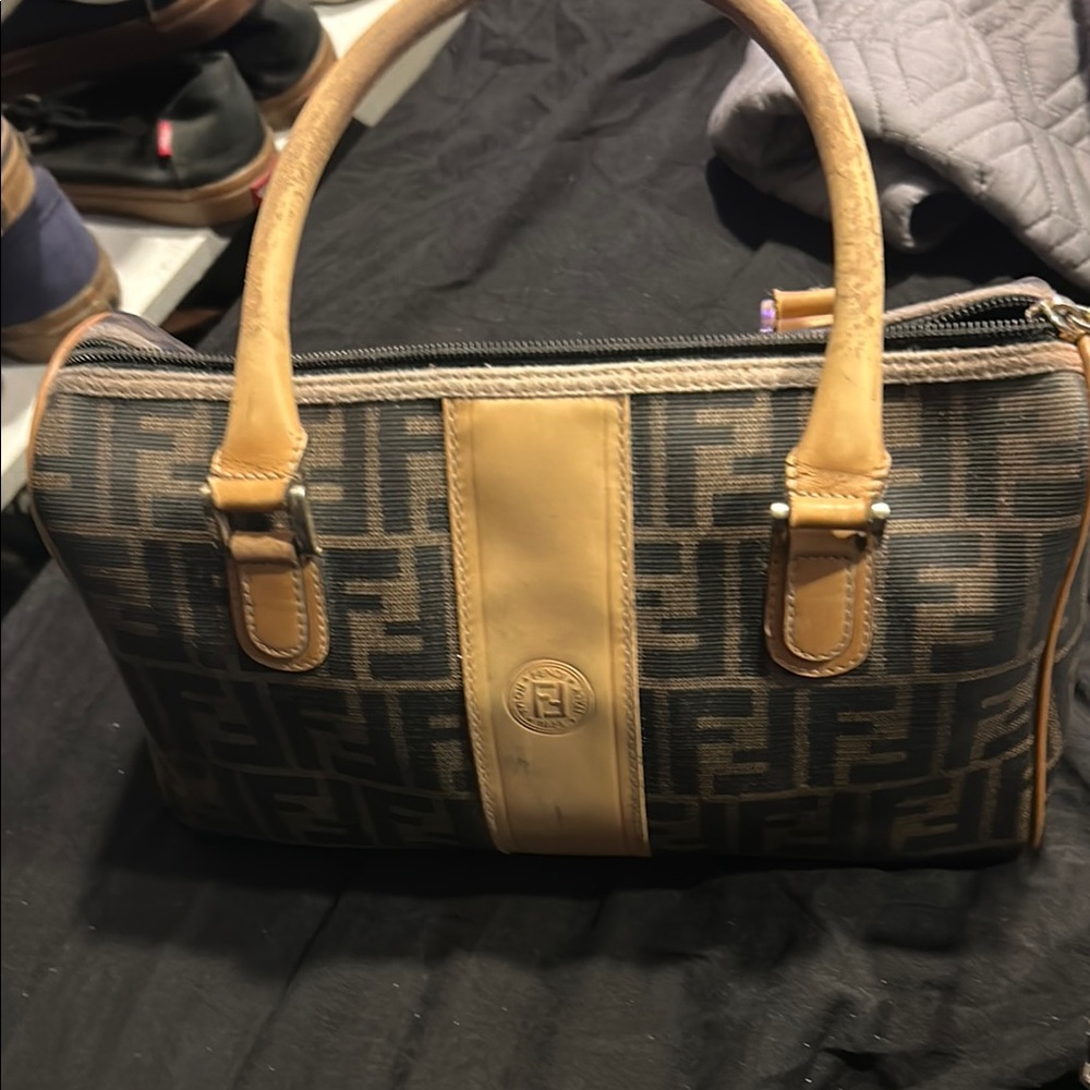 Fendi Brown and Tan Satchel with Signature Pattern
